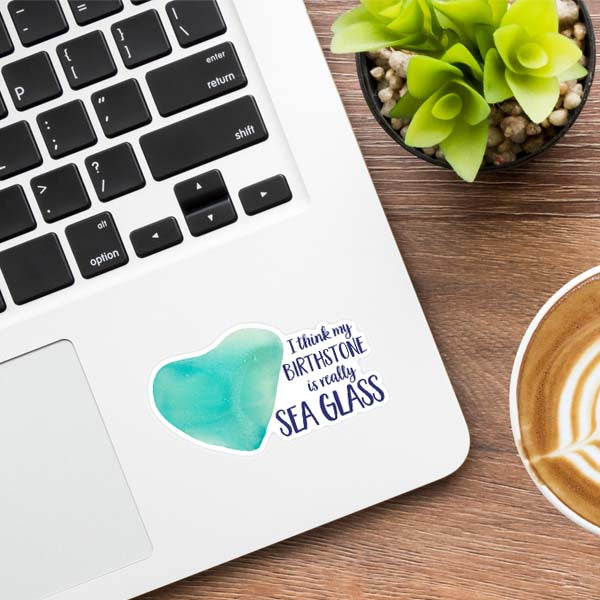 Sea Glass Beach & Wine Sticker - 3"